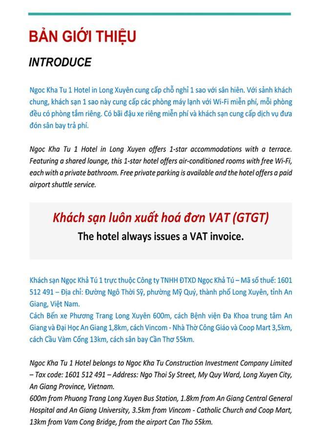 Ngoc Kha Tu 1 Hotel Long Xuyên Buitenkant foto